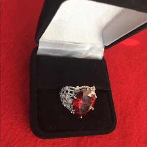 Ruby red stone with silver
